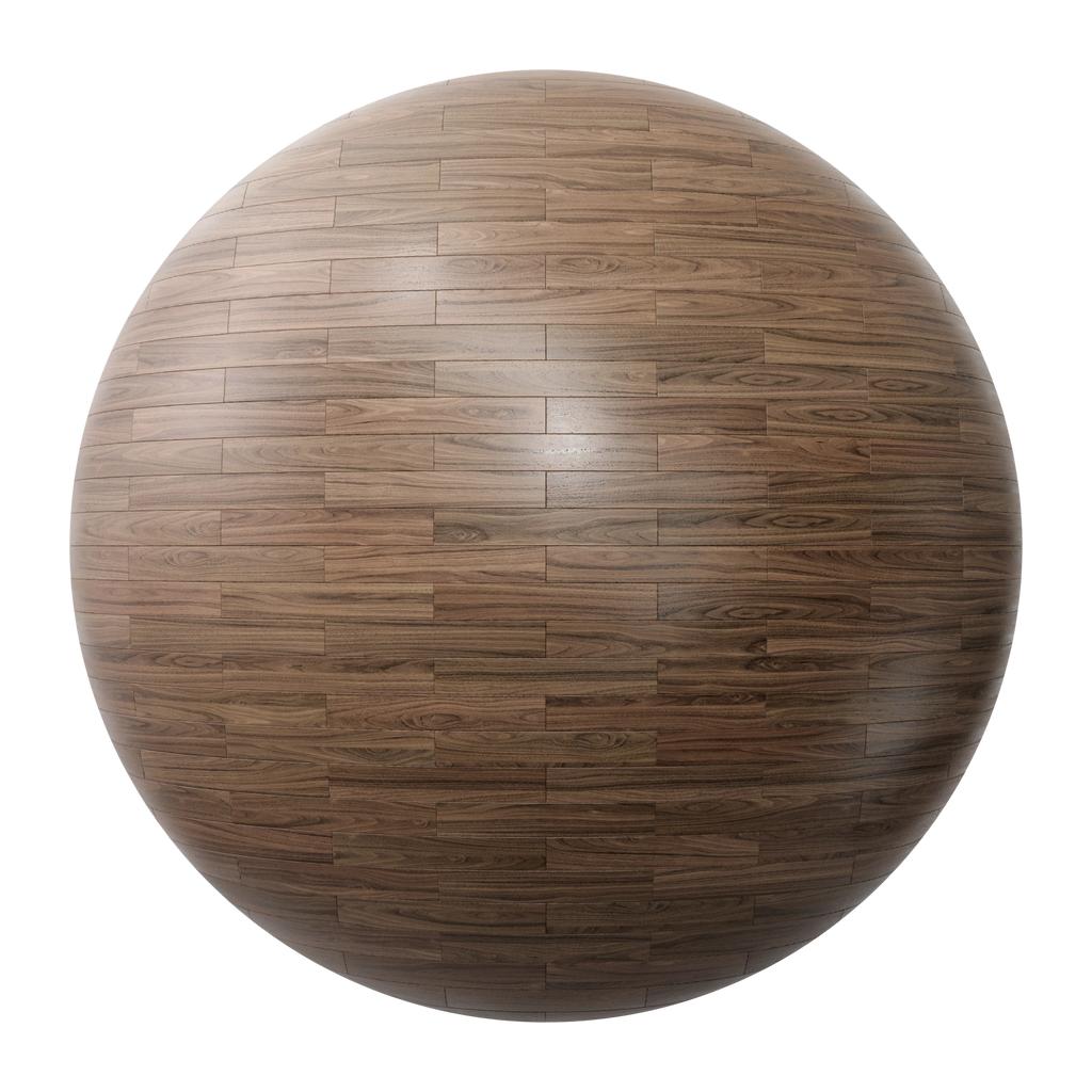 Natural Walnut Brick Bond Parquet Wood Floor PBR Texture - Sphere Swatch Preview | Superellipse