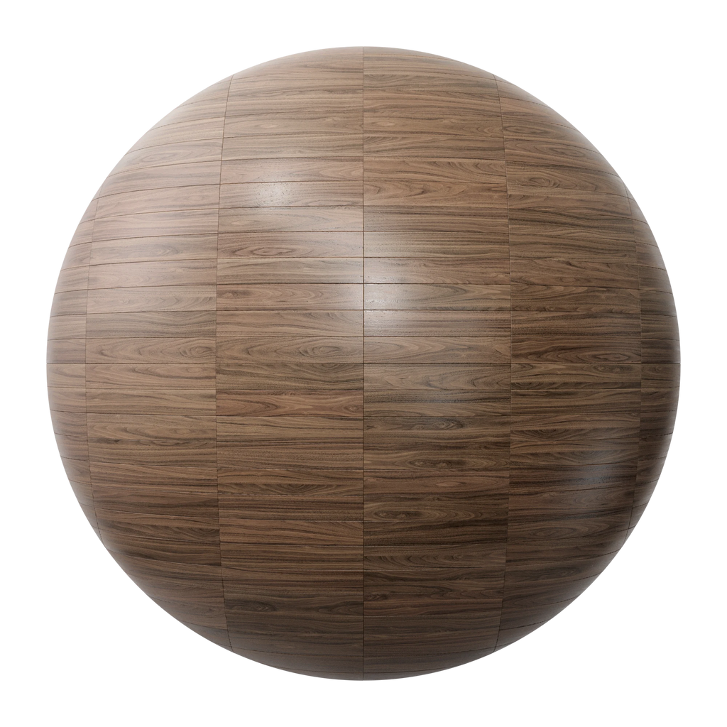 Natural Walnut Stack Bond Parquet Wood Floor PBR Texture - Sphere Swatch Preview | Superellipse