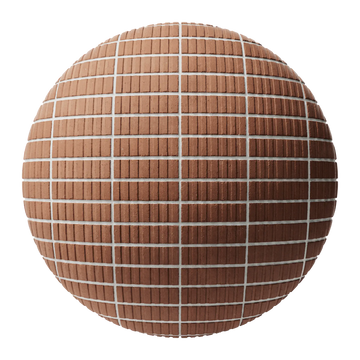 Grooved Red Clay Brick Facade Stack Bond PBR Texture - Sphere Swatch Preview | Superellipse