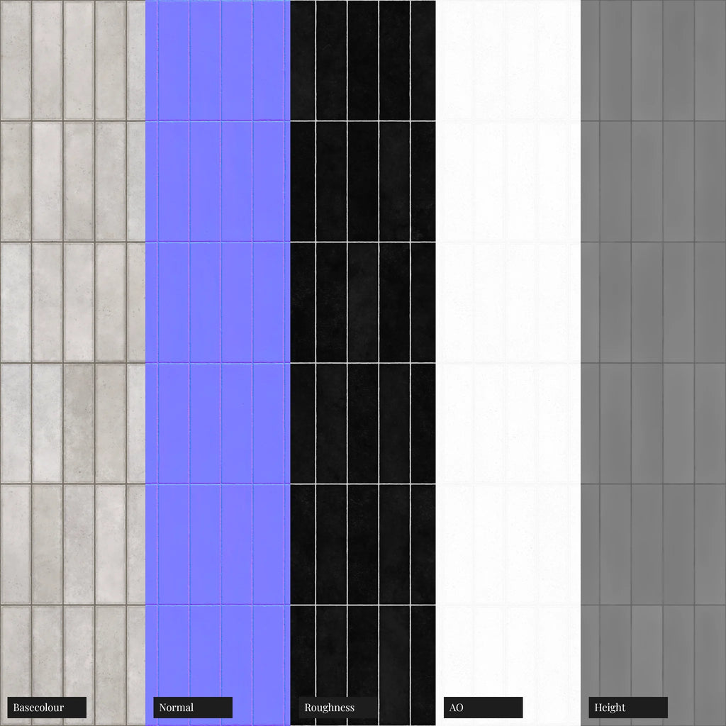 Hoxton Contemporary Gloss Stacked Tile PBR Texture - Example Scene Visualization | Superellipse