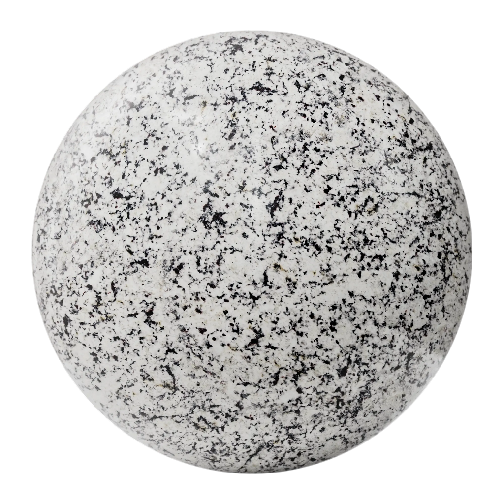 Blanco Perla Polished White Granite Slab PBR Texture - Sphere Swatch Preview | Superellipse