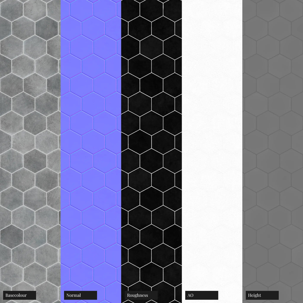 Hoxton Arctic Grey Brickbond Tile PBR Texture - Example Scene Visualization | Superellipse