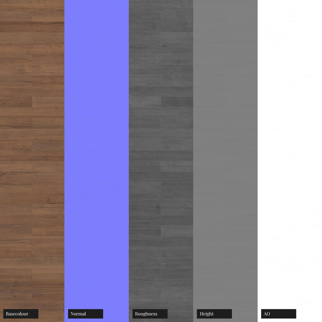 English Chestnut Oak Brick Bond Parquet Wood Floor PBR Texture - Example Scene Visualization | Superellipse