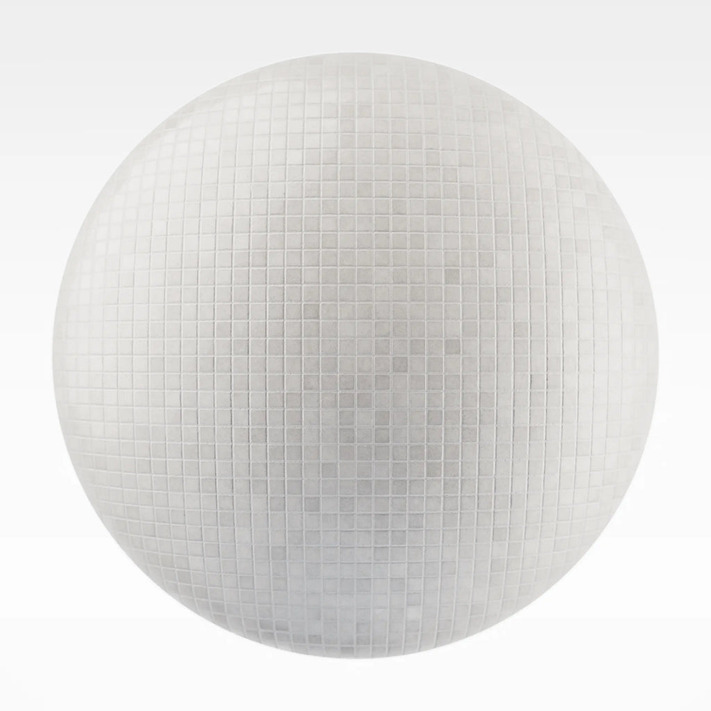 Zellige White Mosaic Tile PBR Texture - Sphere Swatch Preview | Superellipse