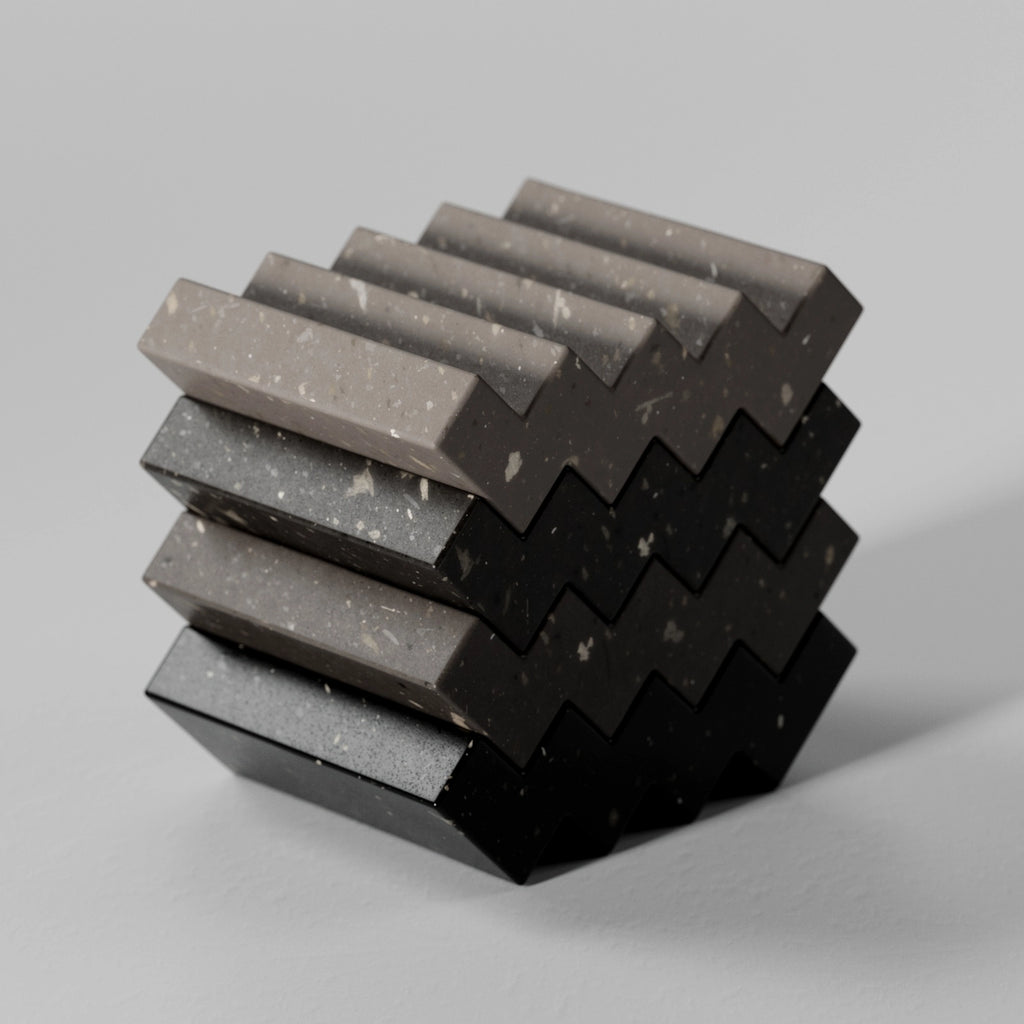 Dark Grey Ceramic Terrazzo Mixed Aggregates PBR Texture - Example Scene Visualization | Superellipse