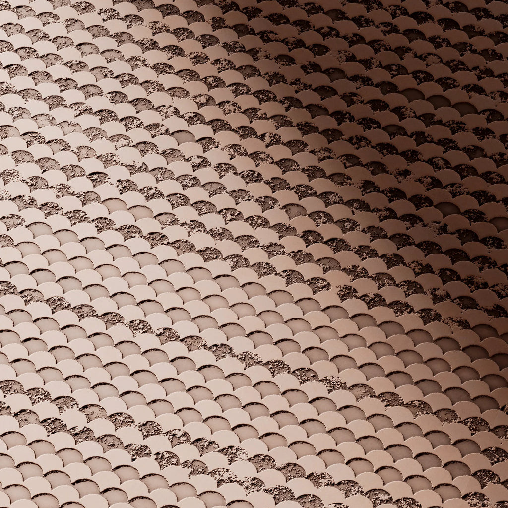 Oxidised Scallop 3D Copper Panel PBR Texture - Example Scene Visualization | Superellipse