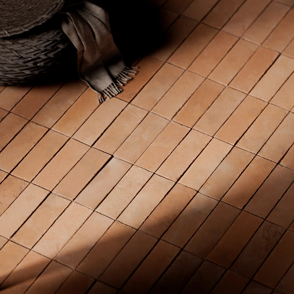 Terracotta Soft Red Clay Dusted Brick Tiles PBR Texture - Example Scene Visualization | Superellipse