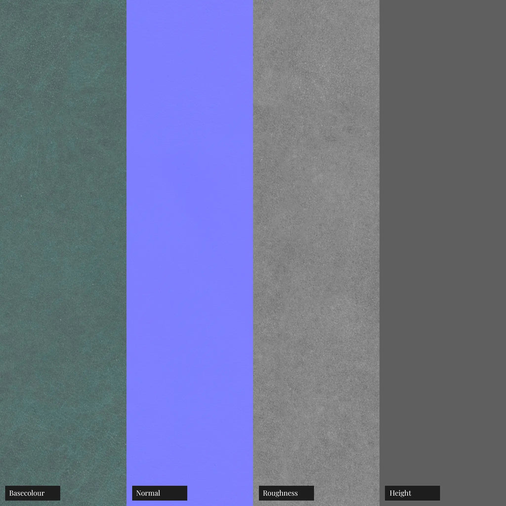 Teal Satin Nappa Lambskin Leather PBR Texture - Example Scene Visualization | Superellipse