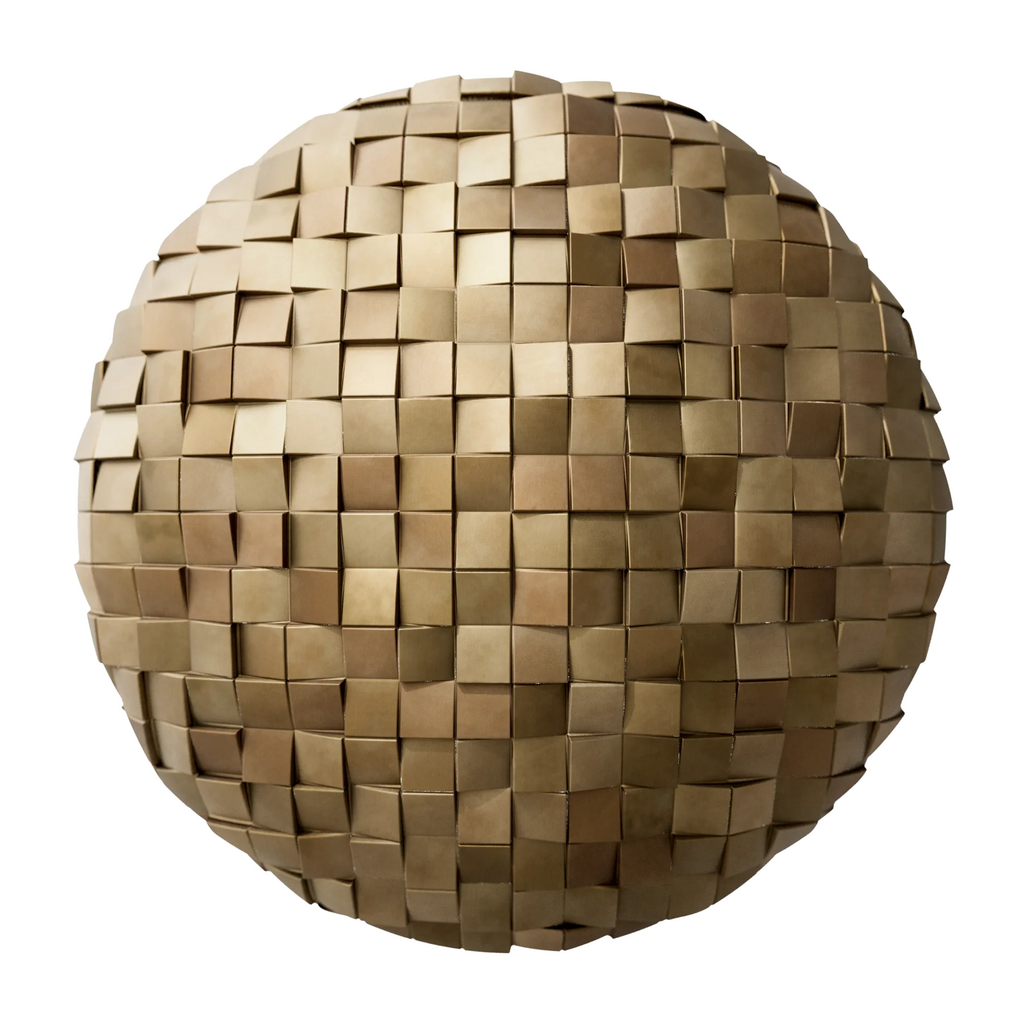 Oxidised Brass Square 3D Metal Panel PBR Texture - Sphere Swatch Preview | Superellipse