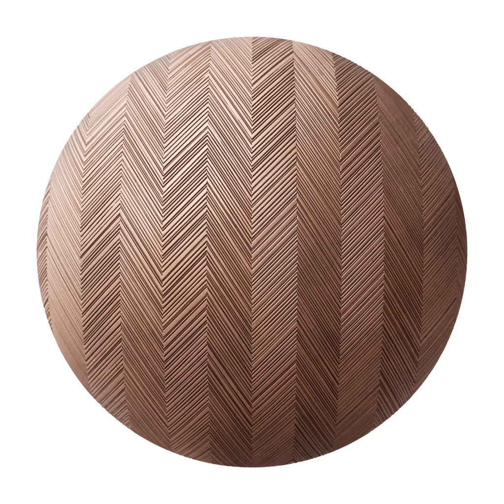 Oxidised Etched Chevron Copper Panel PBR Texture - Sphere Swatch Preview | Superellipse
