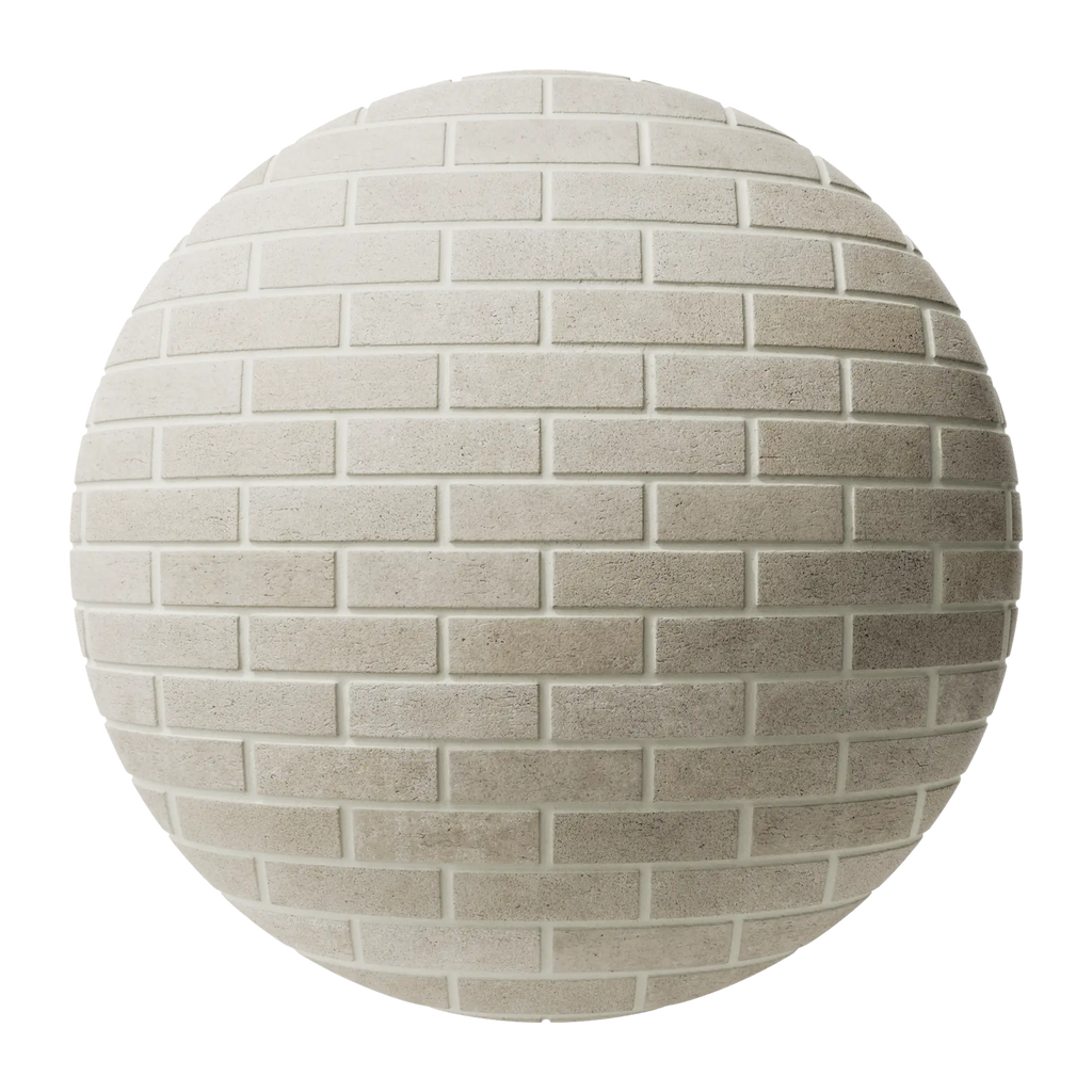 Palebrook Smooth Running Bond Architectural Brick PBR Texture - Sphere Swatch Preview | Superellipse