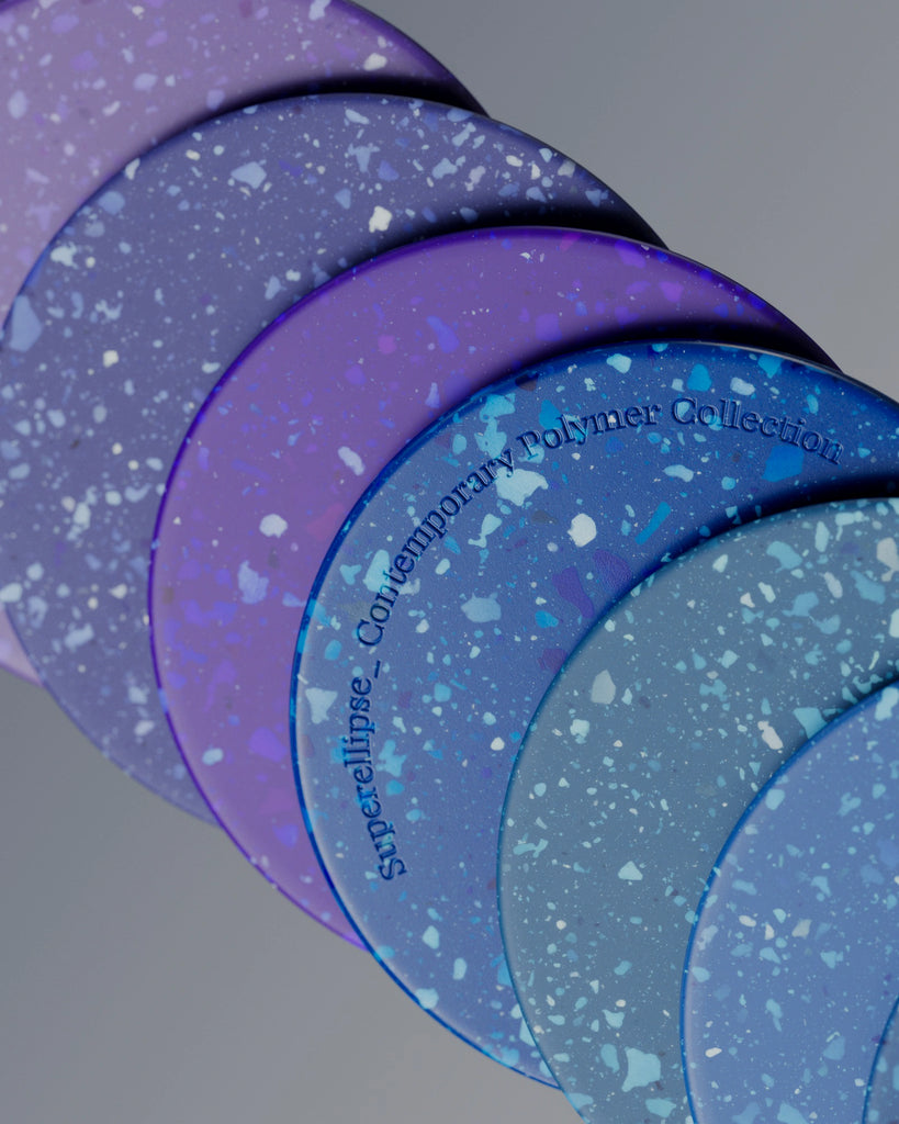 Mixed Blues Terrazzo Plastic PBR Texture - Example Scene Visualization | Superellipse