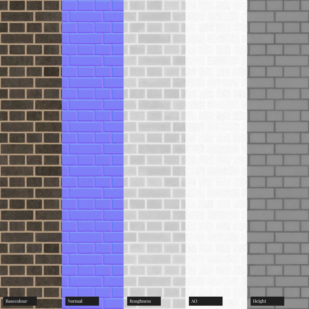 Belden Black Sandfaced Brick English Bond PBR Texture - Example Scene Visualization | Superellipse