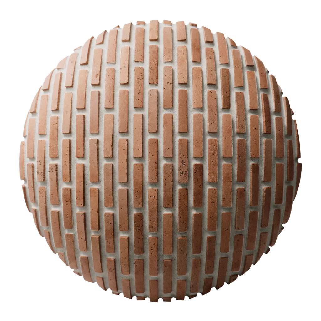 Terracotta Offset Finger Tile PBR Texture - Sphere Swatch Preview | Superellipse
