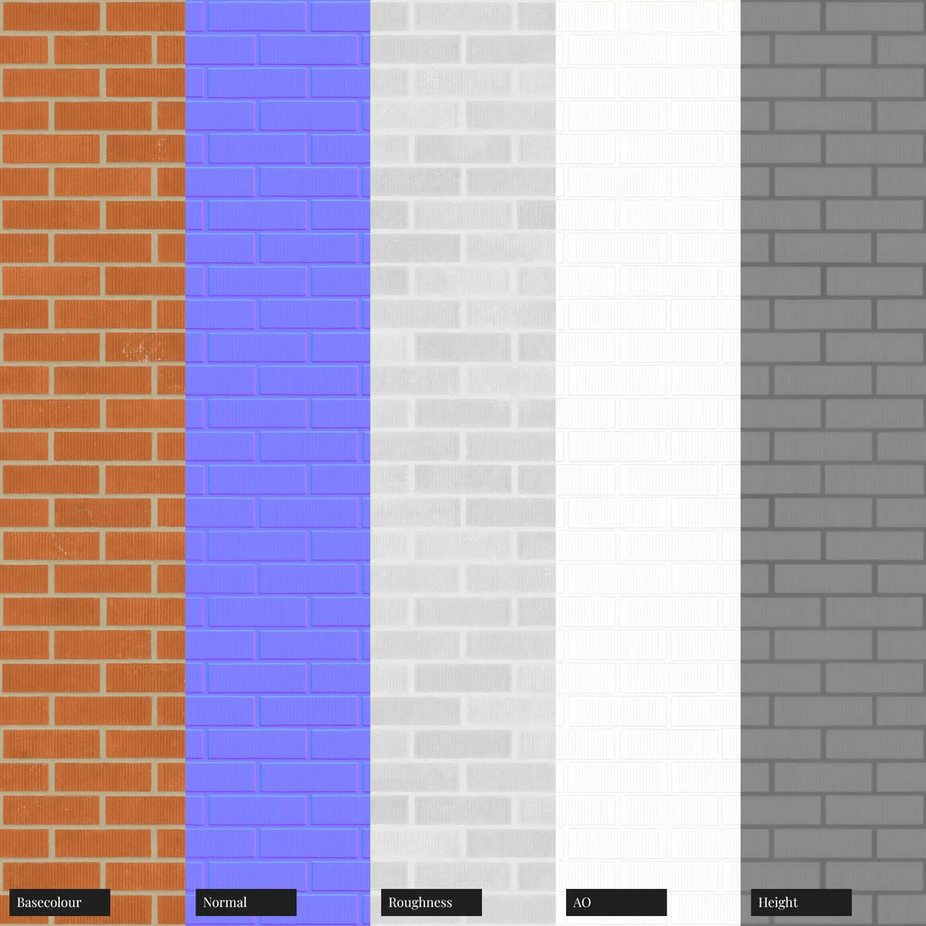 Grooved Boston Red Brick Running Bond PBR Texture - Example Scene Visualization | Superellipse