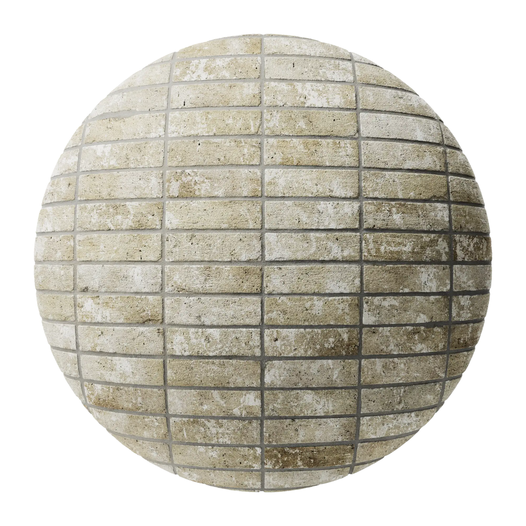 Rustic Cottage Stack Bond Buff Brick PBR Texture - Sphere Swatch Preview | Superellipse