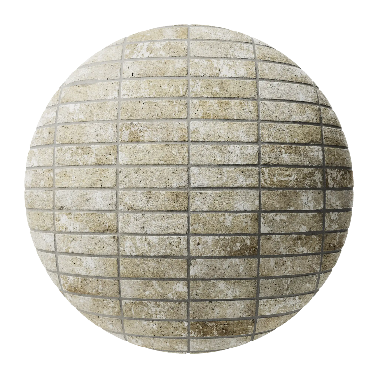 Rustic Cottage Stack Bond Buff Brick PBR Texture - Sphere Swatch Preview | Superellipse