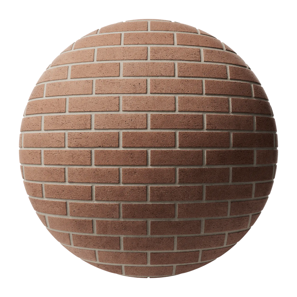 Red Clay Dragfaced Running Bond Brick PBR Texture - Sphere Swatch Preview | Superellipse