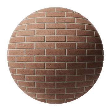 Red Clay Dragfaced Running Bond Brick PBR Texture - Sphere Swatch Preview | Superellipse