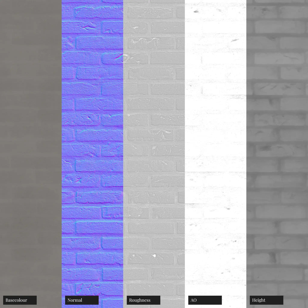 Painted Brick Wall Cottage Grey PBR Texture - Example Scene Visualization | Superellipse