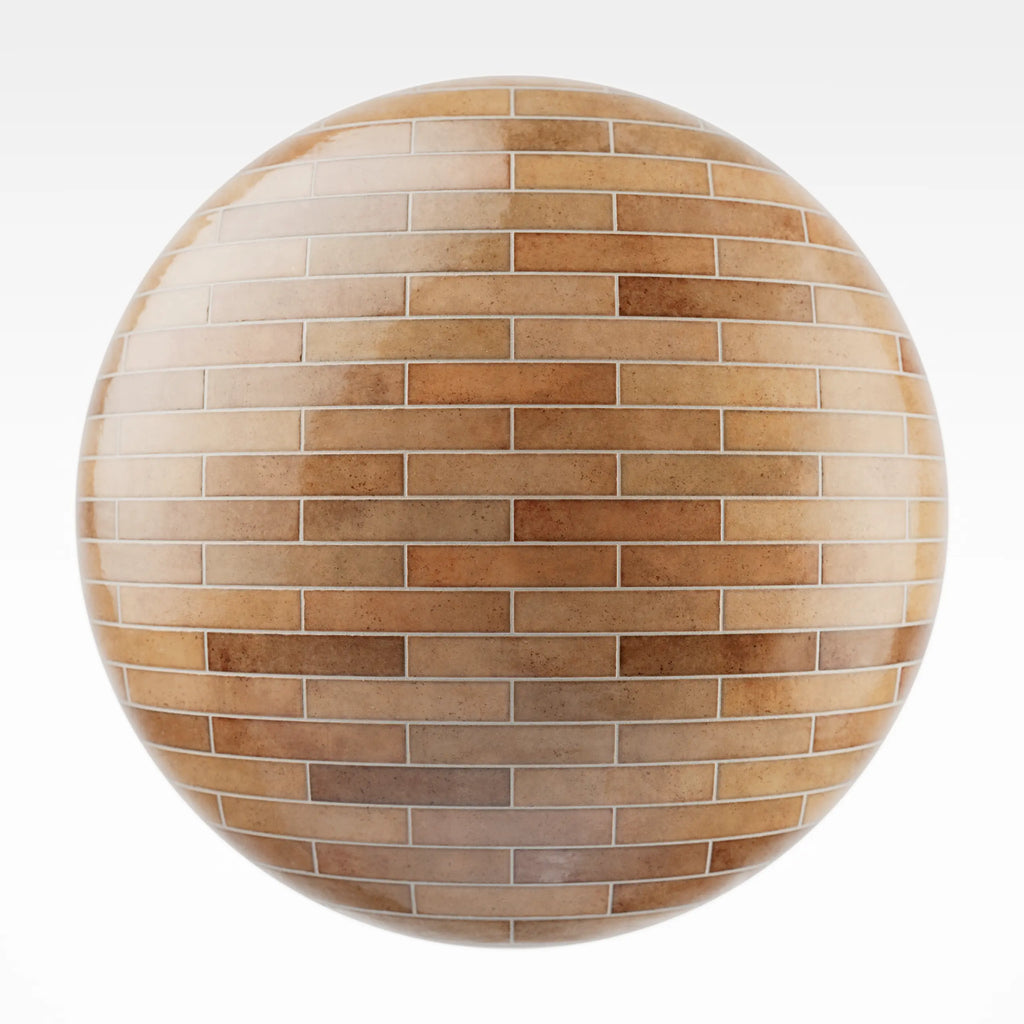 Hoxton Burnt Orange Brickbond Tile PBR Texture - Sphere Swatch Preview | Superellipse
