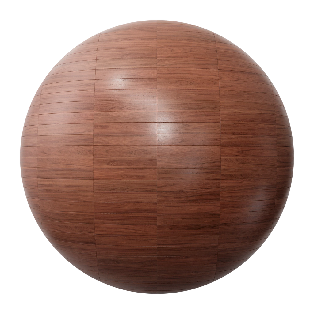 Red Mahogany Stack Bond Parquet Wood Floor PBR Texture - Sphere Swatch Preview | Superellipse