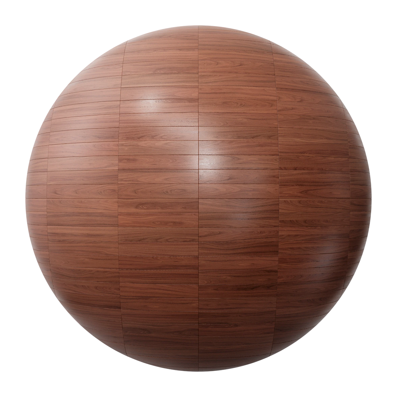 Red Mahogany Stack Bond Parquet Wood Floor PBR Texture - Sphere Swatch Preview | Superellipse