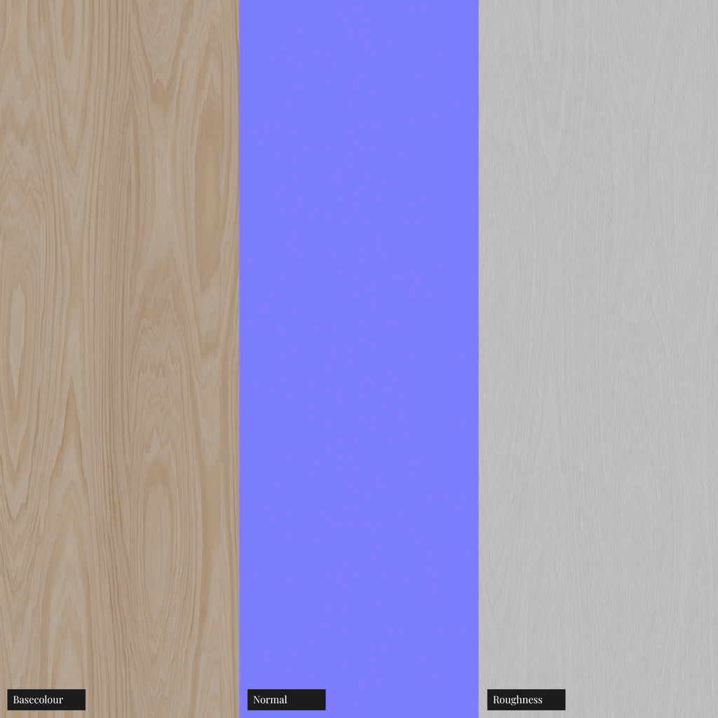 Ash Crown Cut Bonded Natural Veneer Wood PBR Texture - Example Scene Visualization | Superellipse