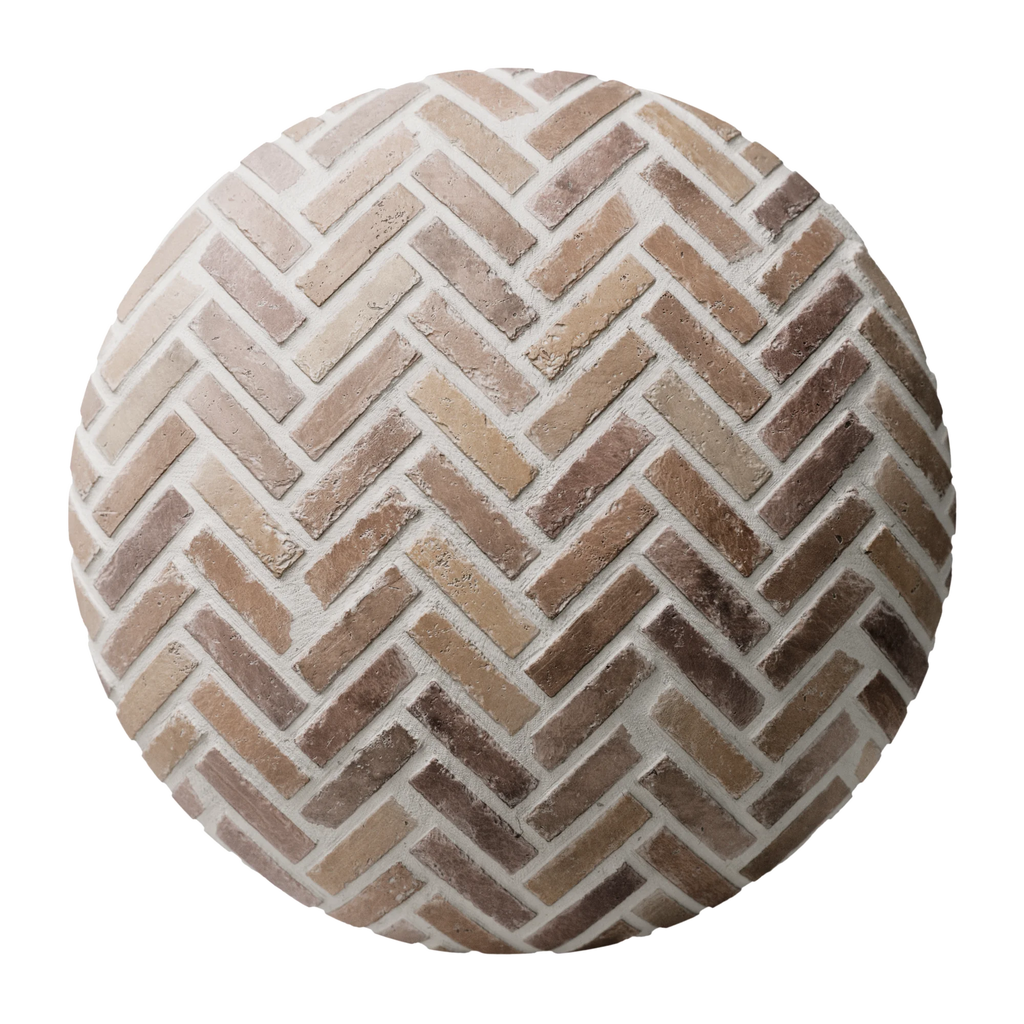 Terracotta Herringbone Brick Tiles PBR Texture - Sphere Swatch Preview | Superellipse
