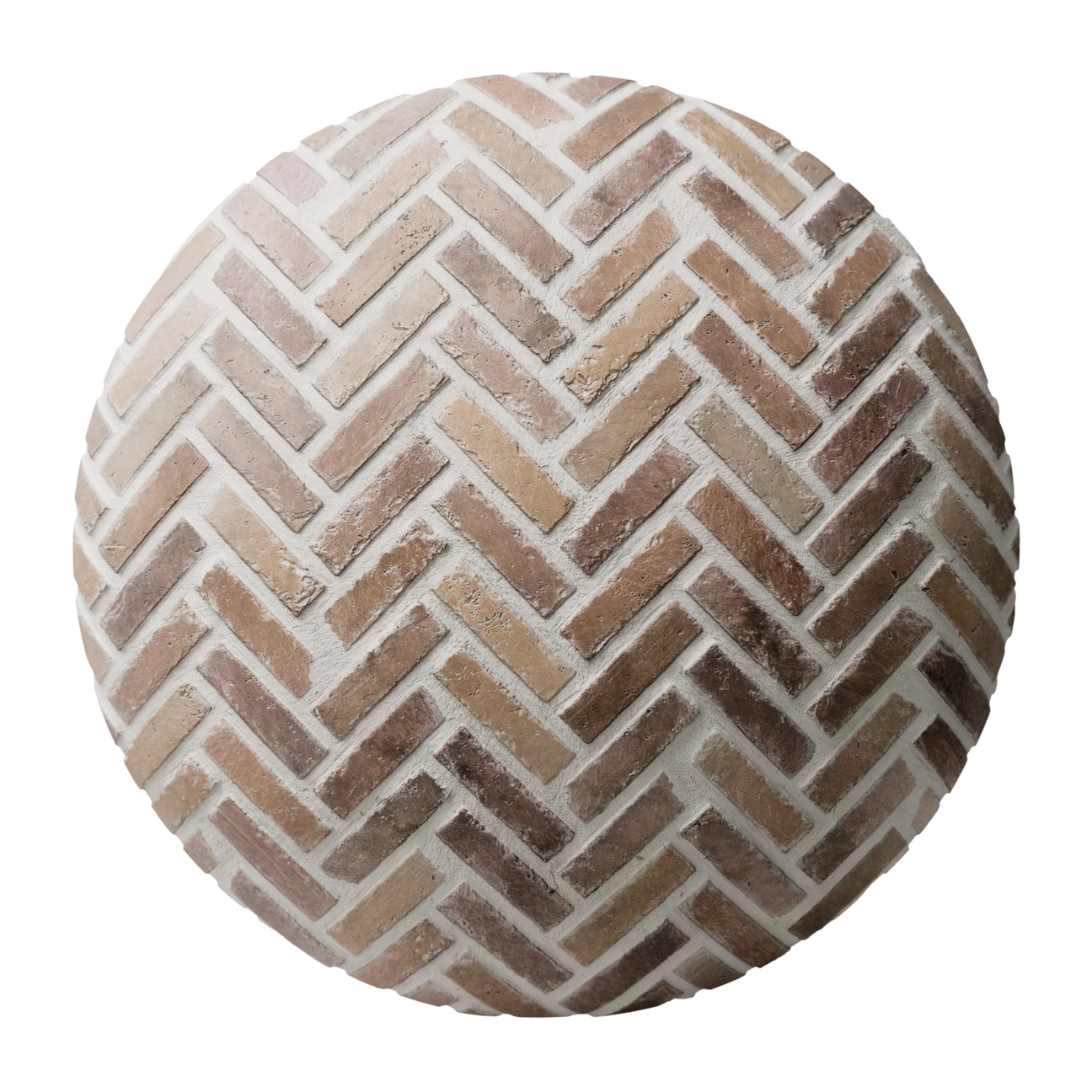 Terracotta Herringbone Brick Tiles PBR Texture - Sphere Swatch Preview | Superellipse