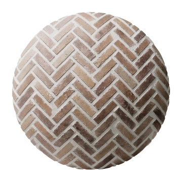Terracotta Herringbone Brick Tiles PBR Texture - Sphere Swatch Preview | Superellipse