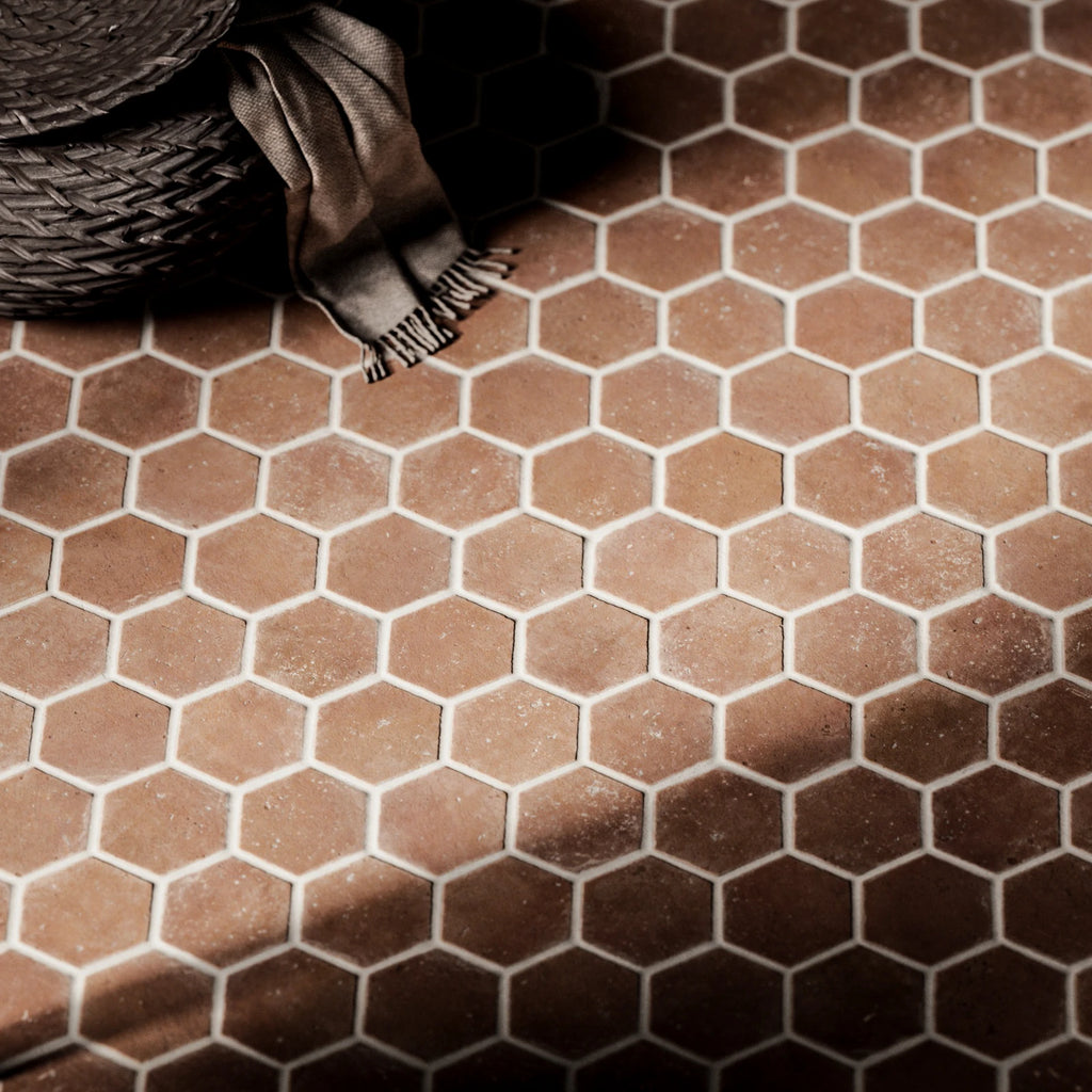 Traditional Tuscan Terracotta Hex Tiles PBR Texture - Example Scene Visualization | Superellipse