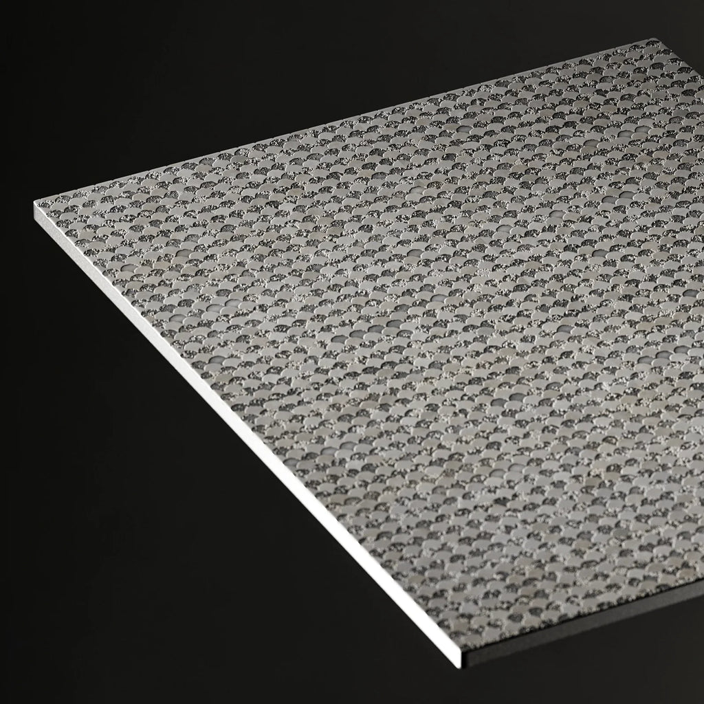 Oxidised Scallop 3D Stainless Steel Panel PBR Texture - Example Scene Visualization | Superellipse