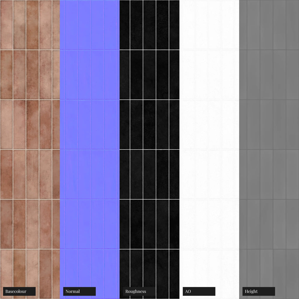 Hoxton Pink Salmon Stacked Tile PBR Texture - Example Scene Visualization | Superellipse