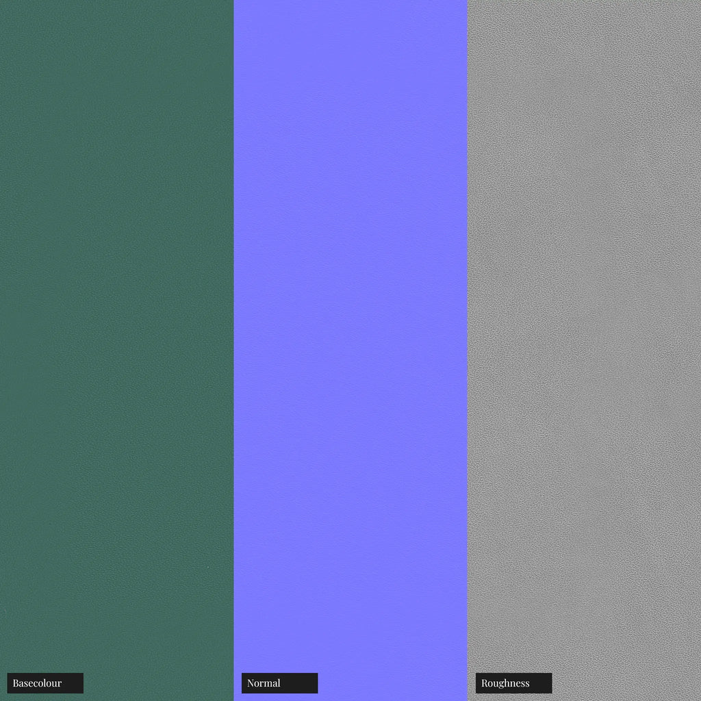 Faux Leather Fine Grain Green PBR Texture - Example Scene Visualization | Superellipse