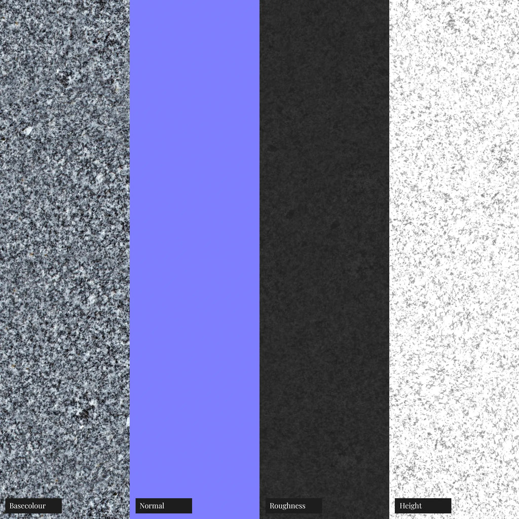 Impala Blue Polished Granite Slab PBR Texture - Example Scene Visualization | Superellipse