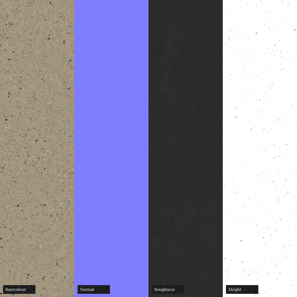 Sahara Beige Polished Granite Slab PBR Texture - Example Scene Visualization | Superellipse