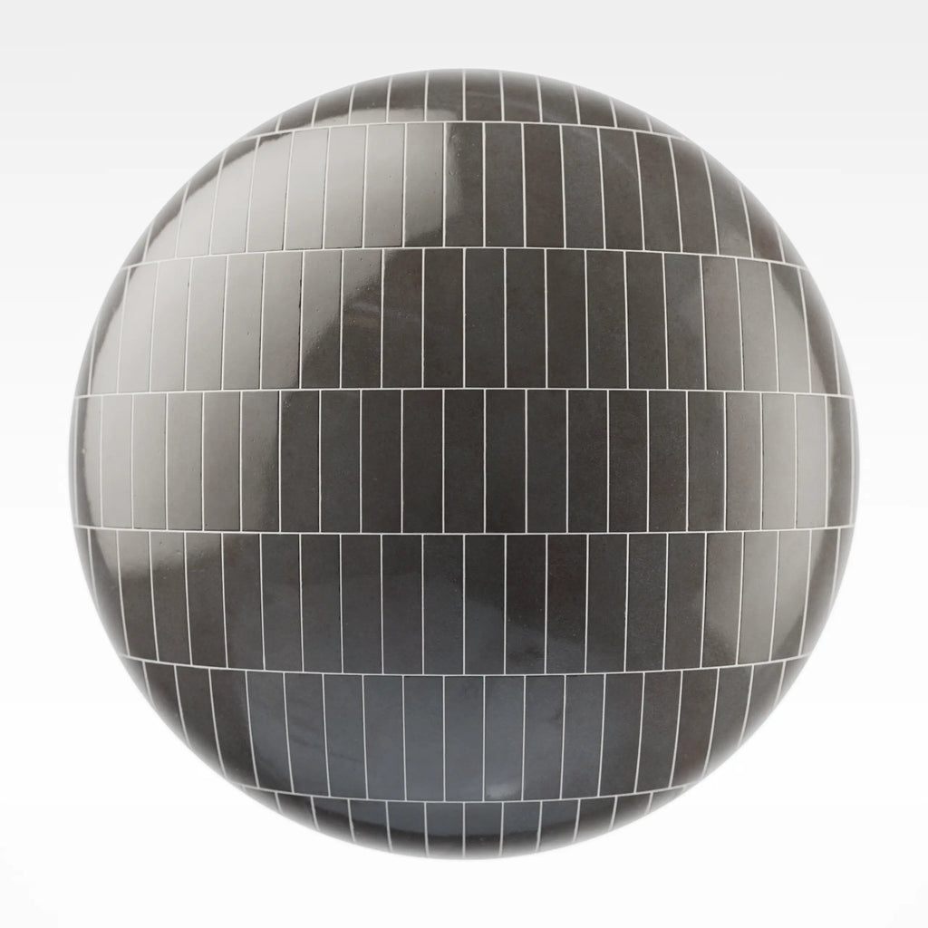 Zellige Charcoal Grey Offset Tile PBR Texture - Sphere Swatch Preview | Superellipse