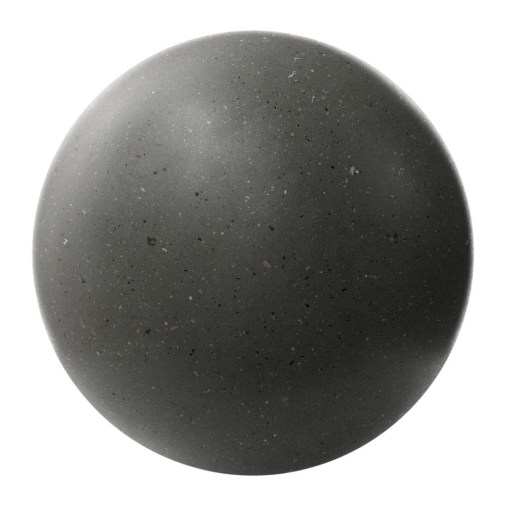 Dark Grey Ceramic Terrazzo PBR Texture - Sphere Swatch Preview | Superellipse