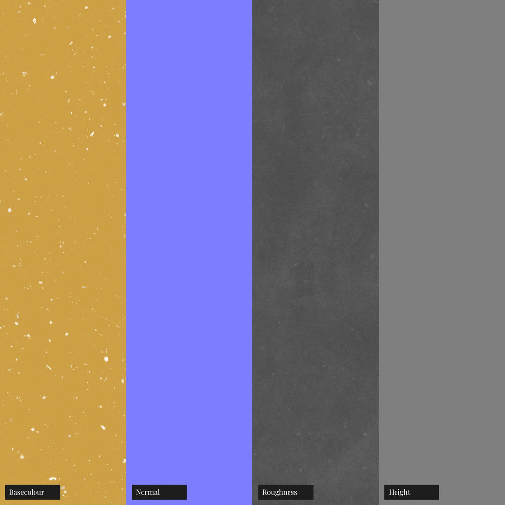 Dandelion Yellow Terrazzo Plastic Small PBR Texture - Example Scene Visualization | Superellipse