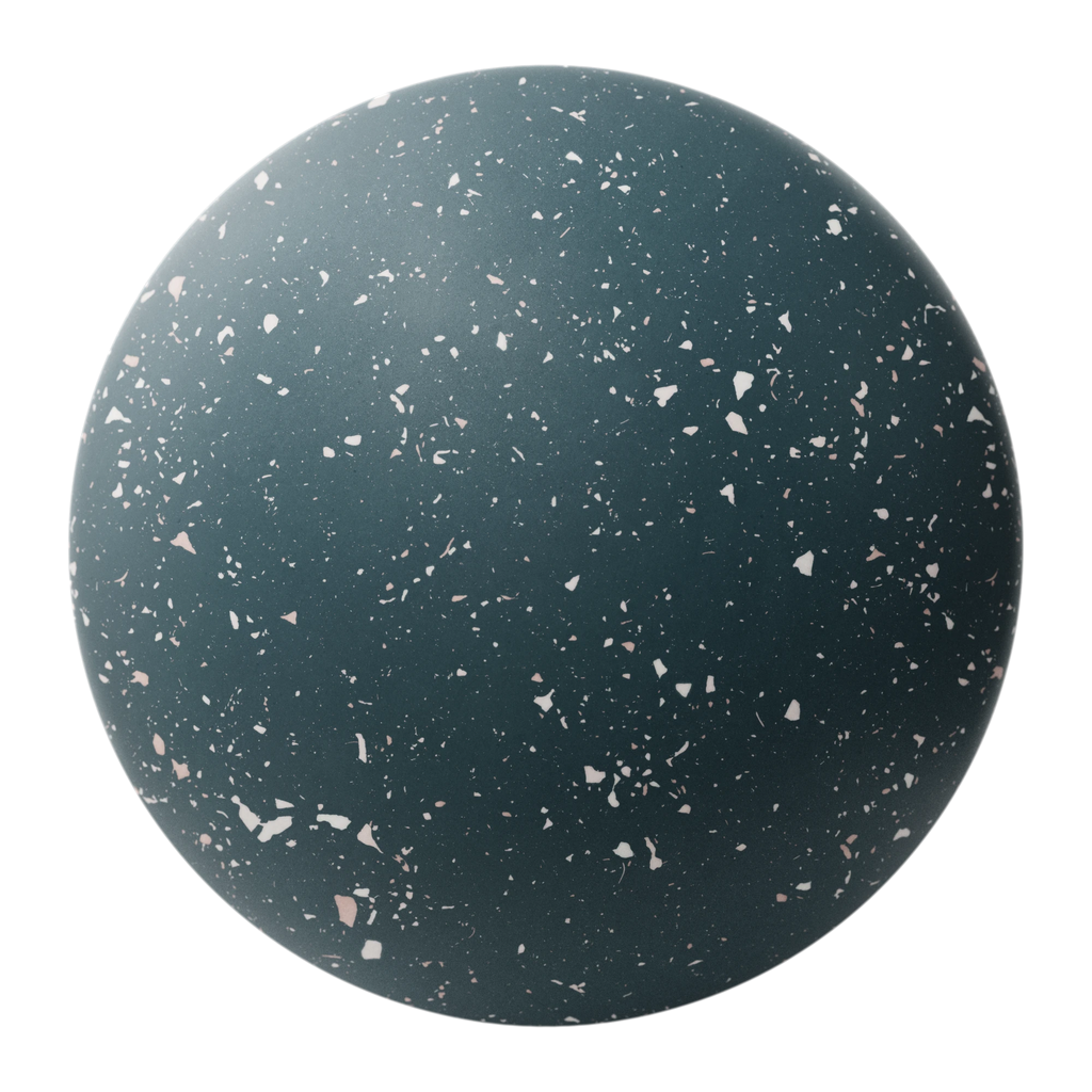 Deep Blue Ceramic Terrazzo PBR Texture - Sphere Swatch Preview | Superellipse