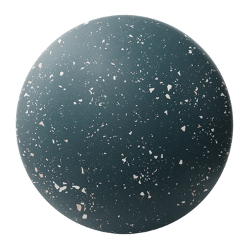 Deep Blue Ceramic Terrazzo PBR Texture - Sphere Swatch Preview | Superellipse