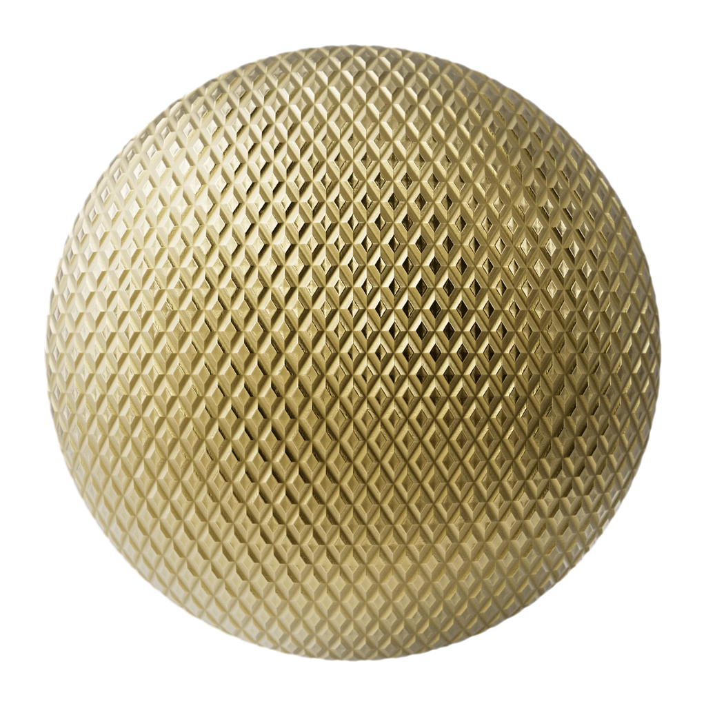 Diamond Concave Knurled Brass Metal PBR Texture - Sphere Swatch Preview | Superellipse