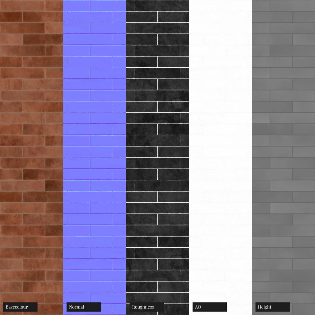 Zellige Coral Brickbond Ceramic Tile PBR Texture - Example Scene Visualization | Superellipse