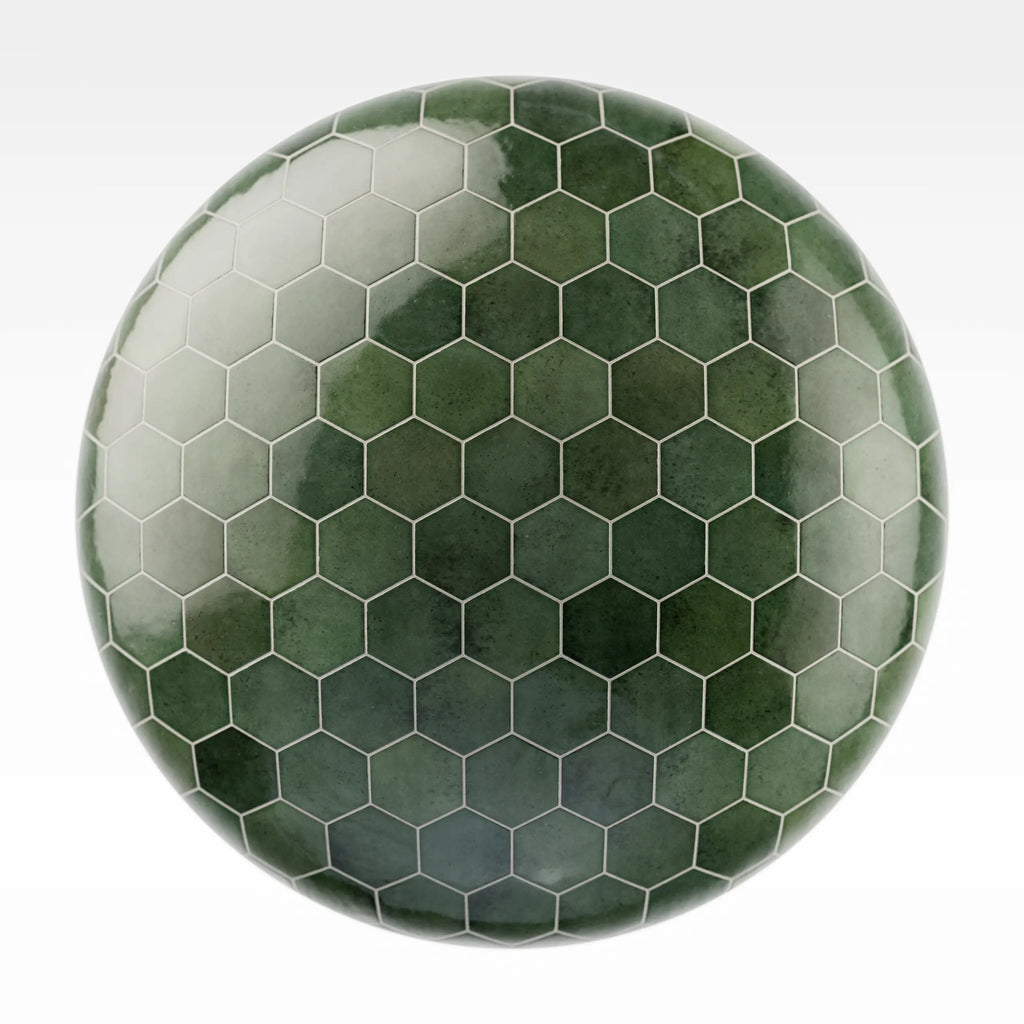 Hoxton Forest Green Hex Tile PBR Texture - Sphere Swatch Preview | Superellipse