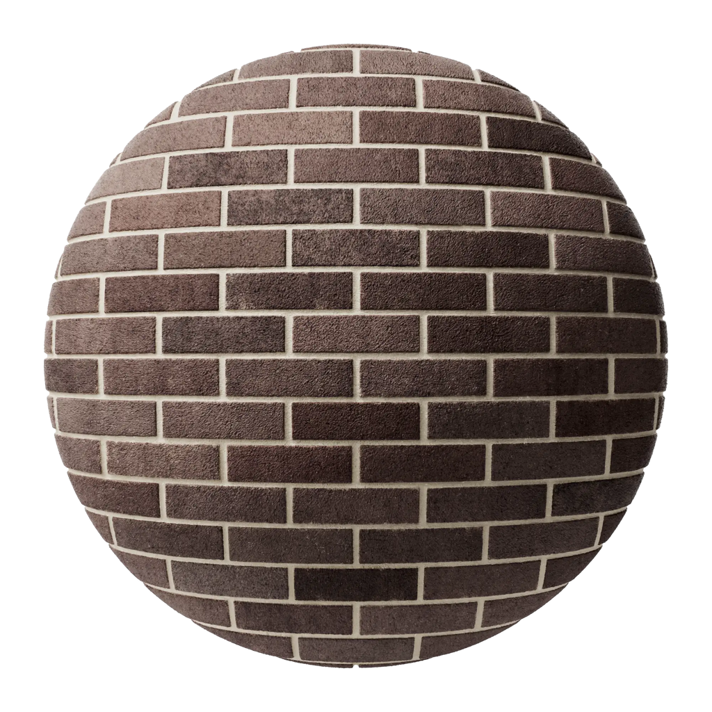 Bordeaux Red Sandfaced Brick Running Bond PBR Texture - Sphere Swatch Preview | Superellipse