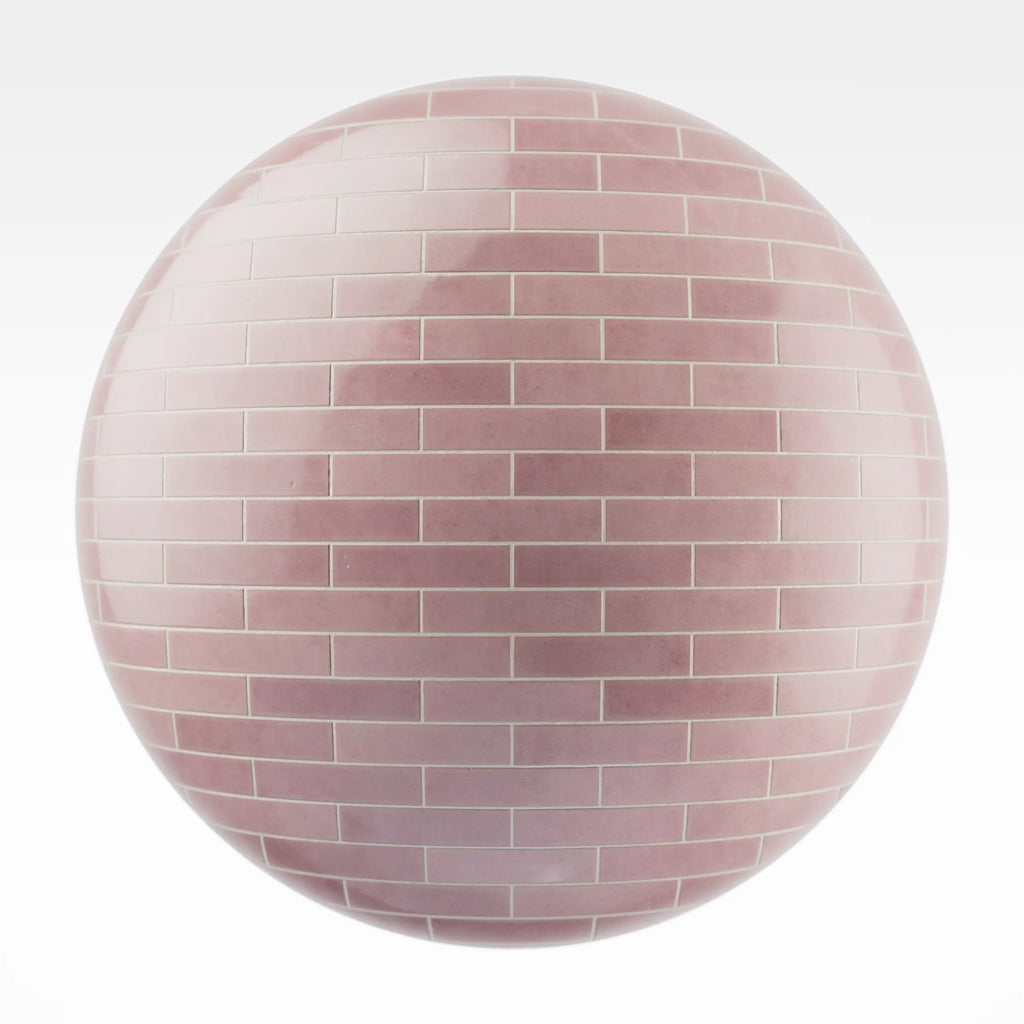 Zellige Soft Lilac Brickbond Tile PBR Texture - Sphere Swatch Preview | Superellipse