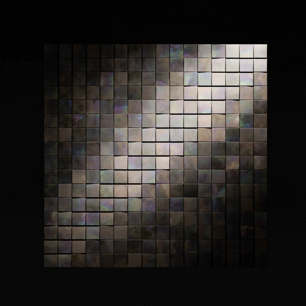 Oxidised Stainless Steel 3D Metal Panel PBR Texture - Example Scene Visualization | Superellipse