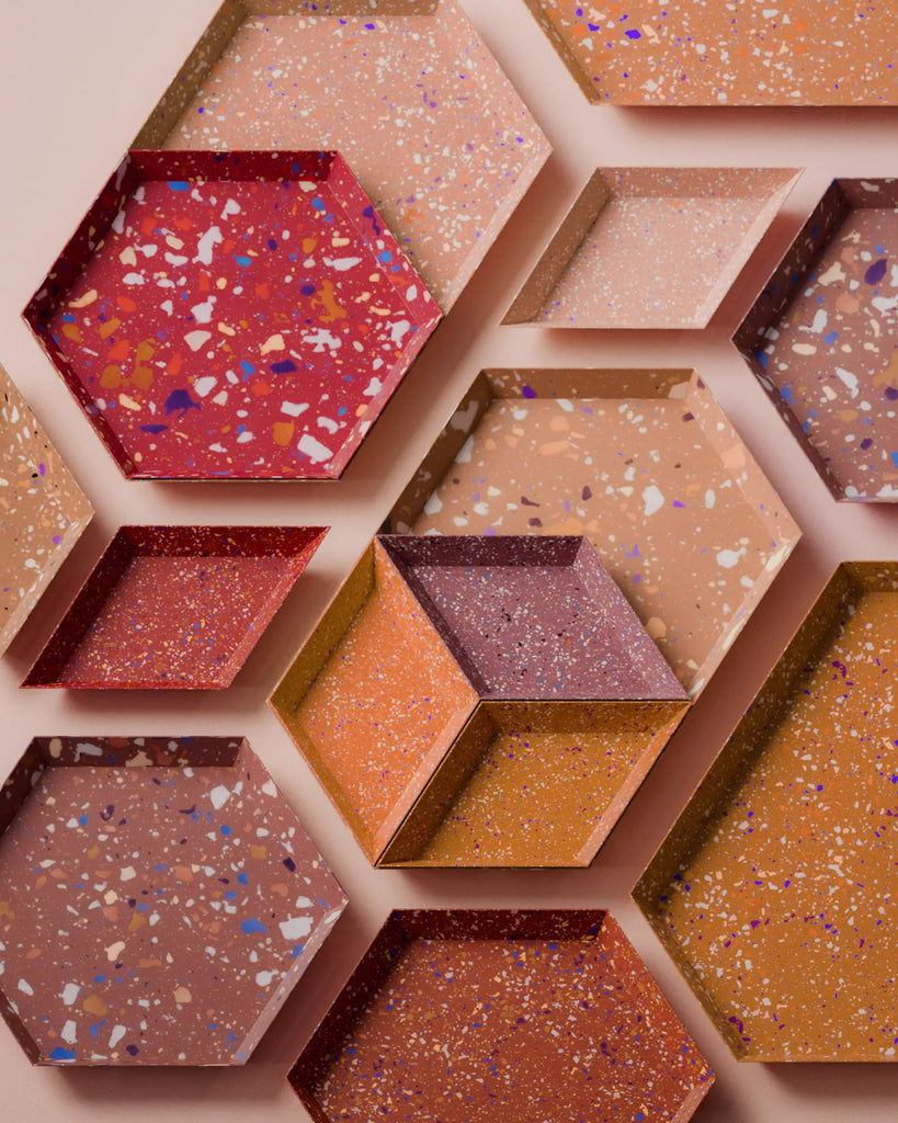 Colourful Red Terrazzo Plastic PBR Texture - Example Scene Visualization | Superellipse