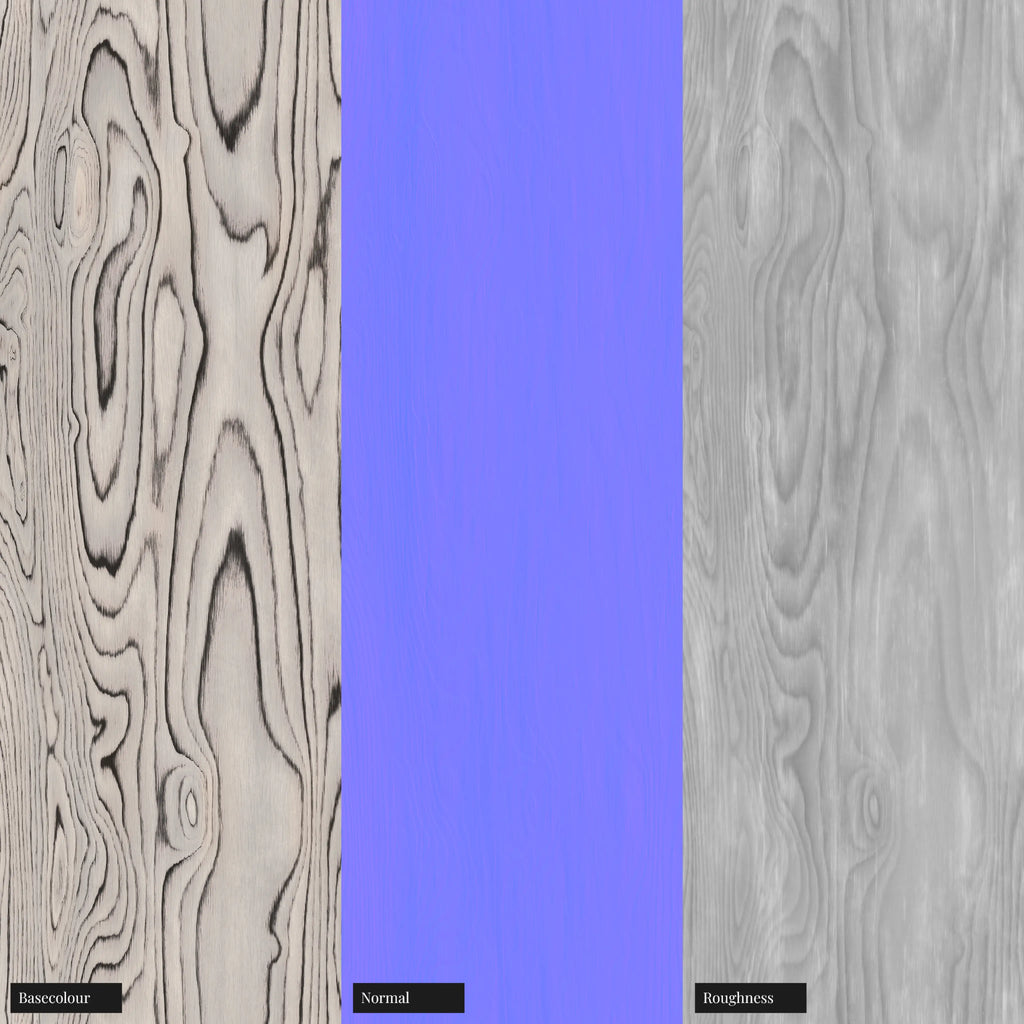Sottsass White Dyed Wood Veneer PBR Texture - Example Scene Visualization | Superellipse